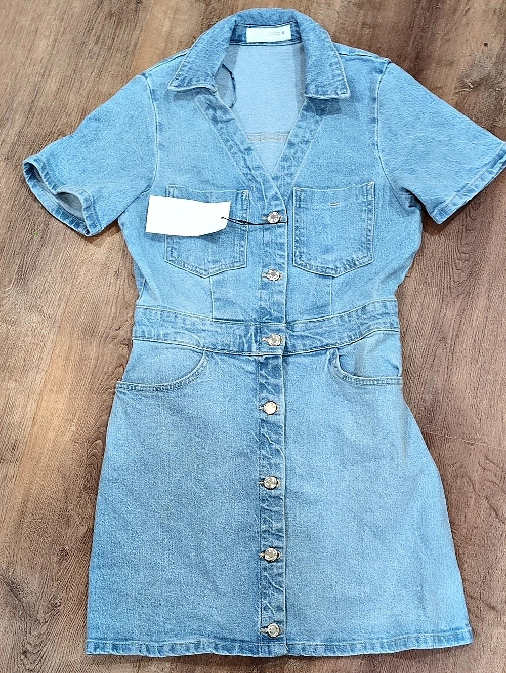 NWT Zara TRF Denim Pocket Mini Dress Blue Medium
